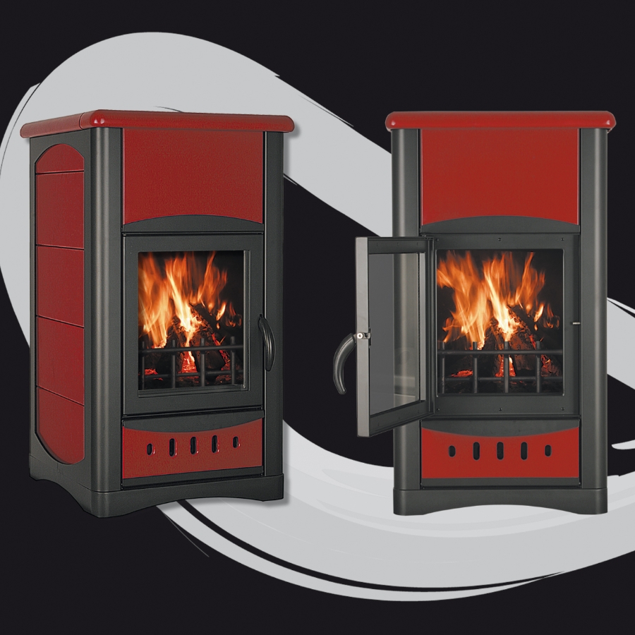 Stove:UNIFLAM Idro Boiler 25 Red Bordeaux - Warrior Stoves Ltd