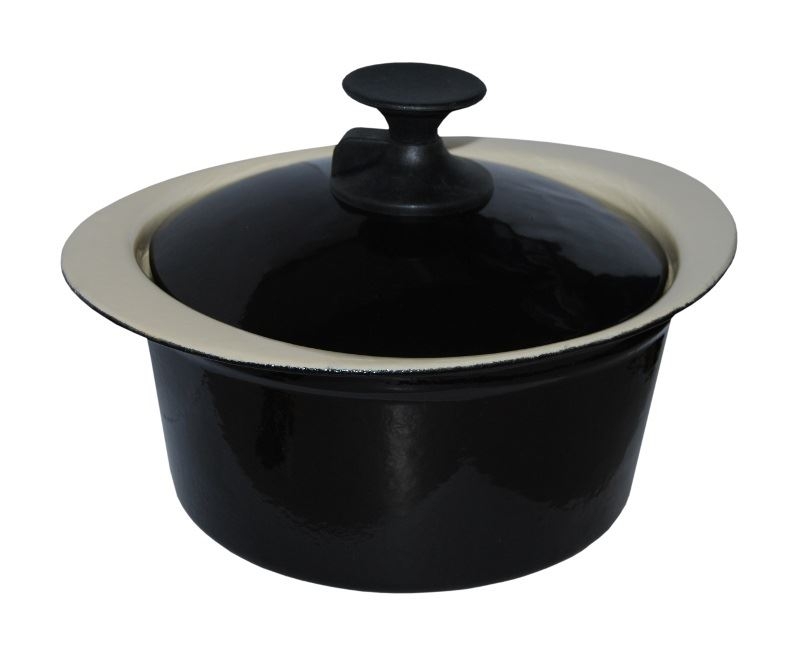Stock Pot 36x21.5cm Oval Enamelled Black or Red