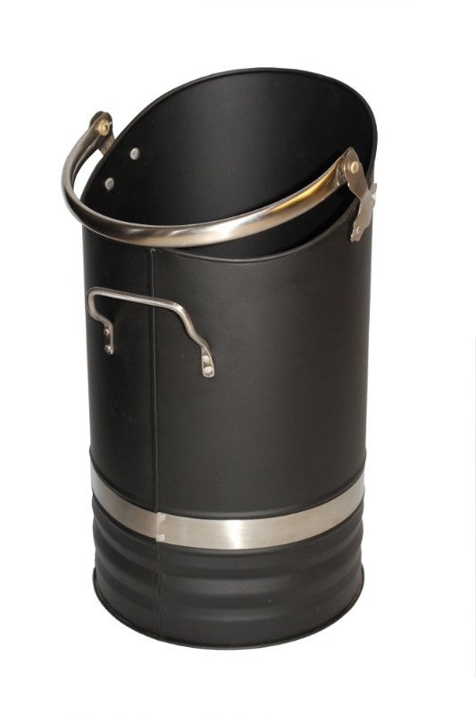 Warrior Coal Bucket Black with SS Handles & Trim 42cm 16 1/2
