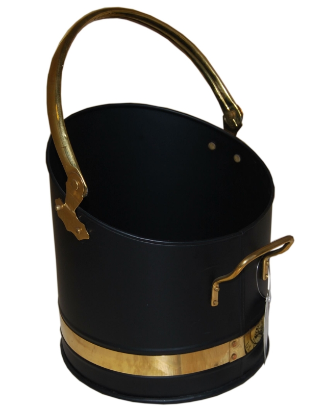 Coal Bucket Black with Brass Handles and Trim Warrior Stoves Ltd